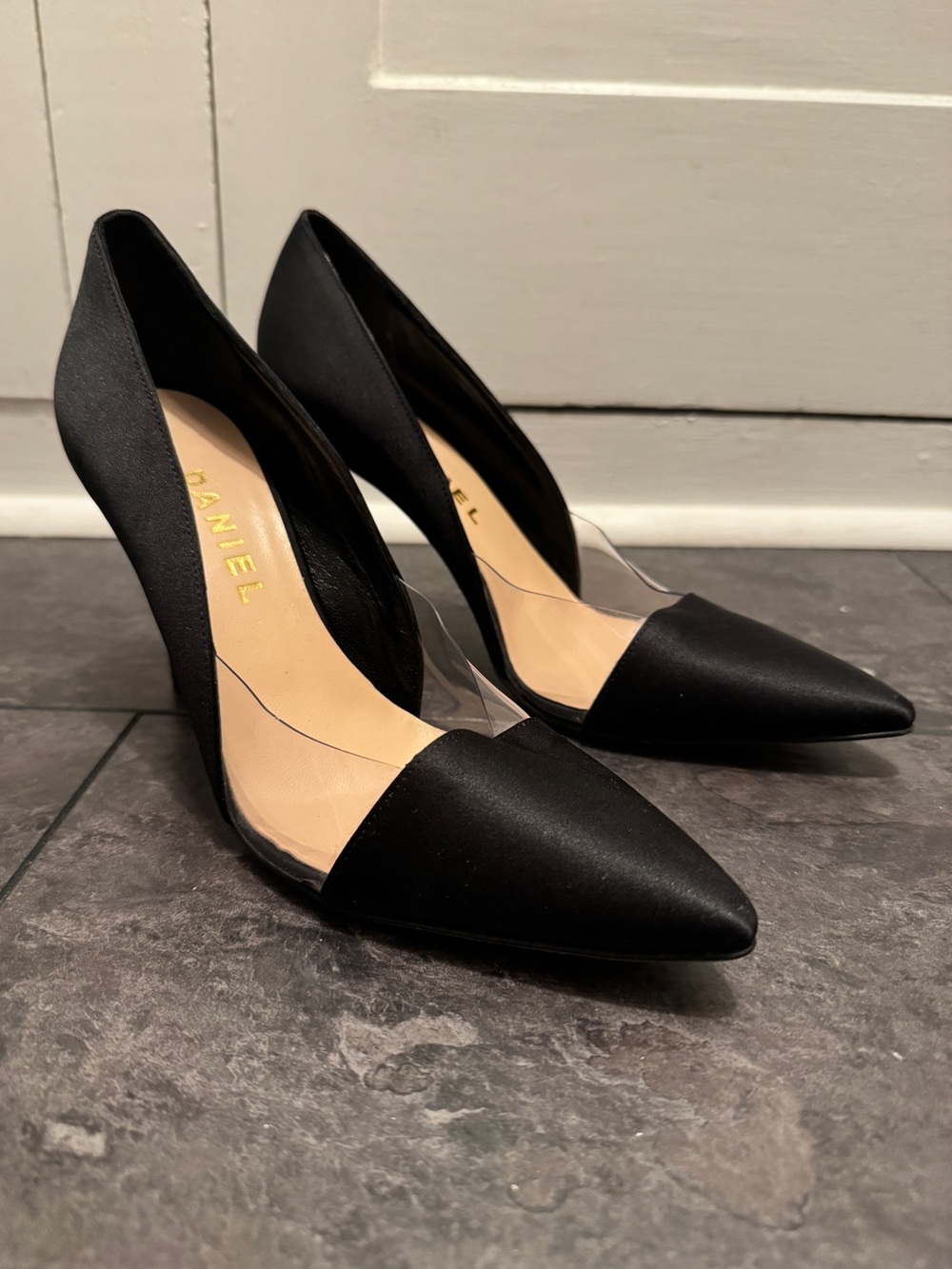 Daniel - Satin Heels with Illusion Detail